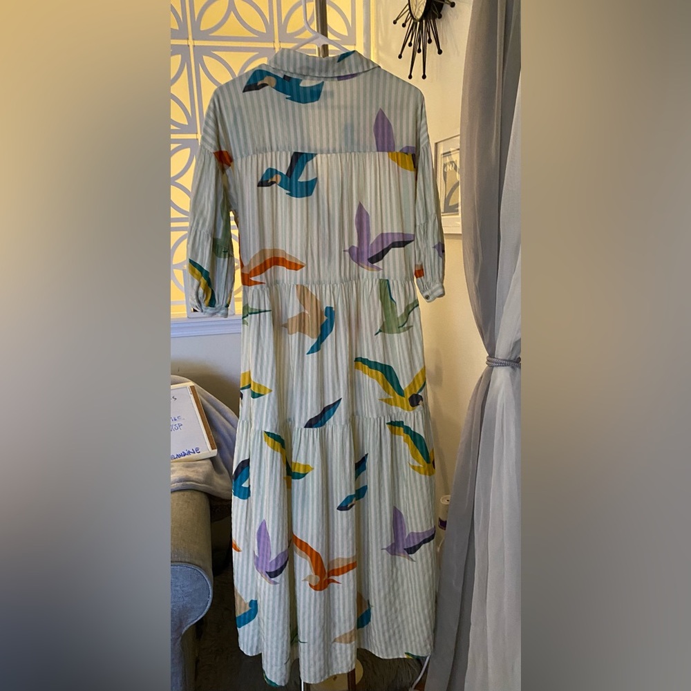 Anthropologie | Celandine | Carolita Printed Tiered Shirt Dress | Green | XSP - Picture 6 of 15
